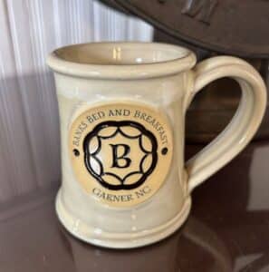 Creme colored banks bed and breakfast mug.
